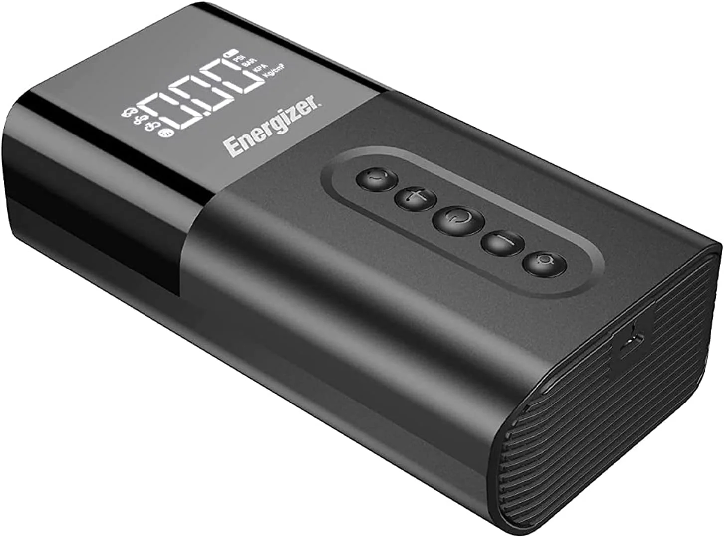 پمپ باد قابل حمل Energizer مدل PAC6003 با فشار 150PSI مناسب برای خودرو، دوچرخه، موتورسیکلت، توپ، دارای صفحه نمایش دیجیتال، قابلیت پاوربانک و چراغ LED اضطراری