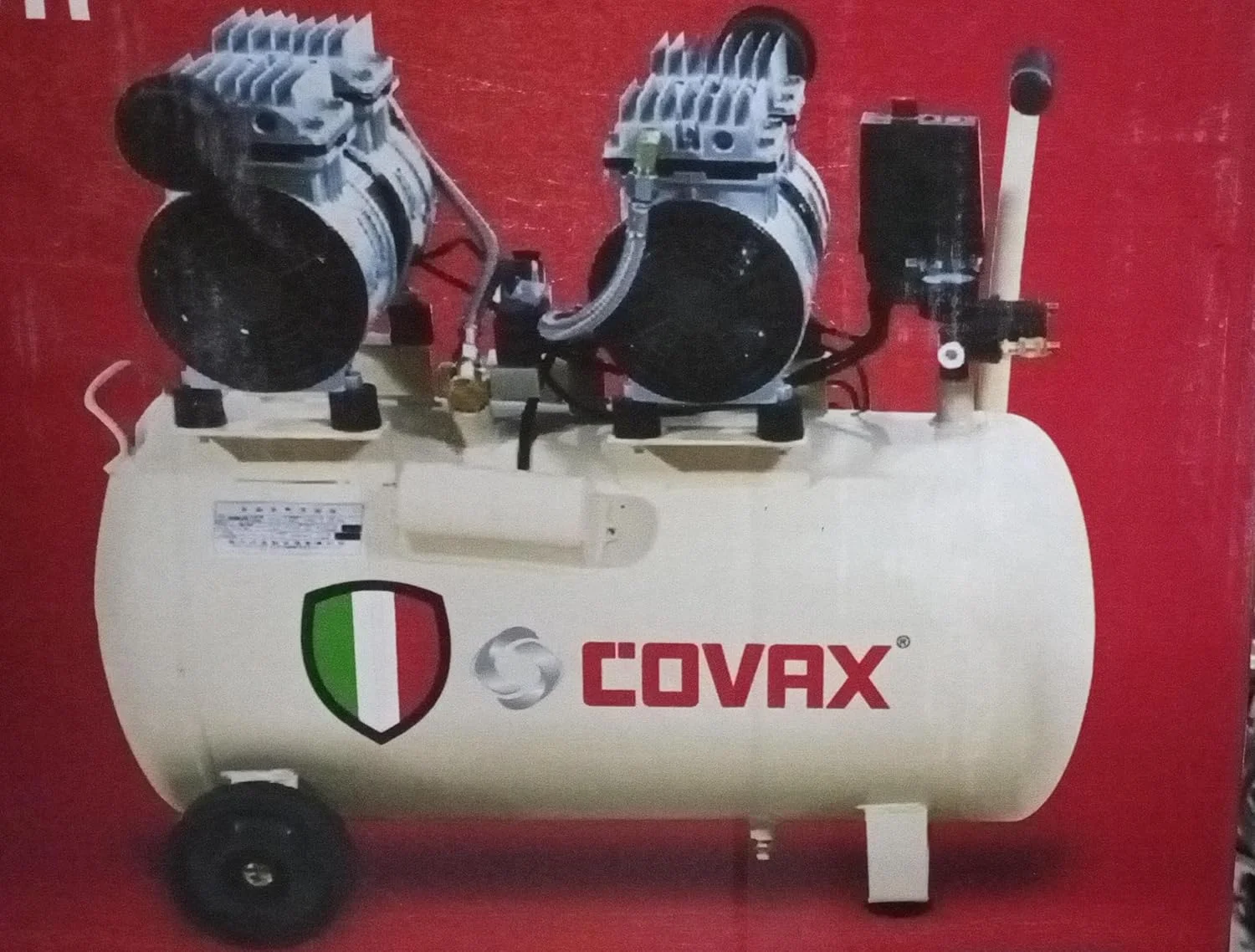 کمپرسور هوای سایلنت FHT با دو سر و کیت گیج باد، 550 وات، 50 لیتر