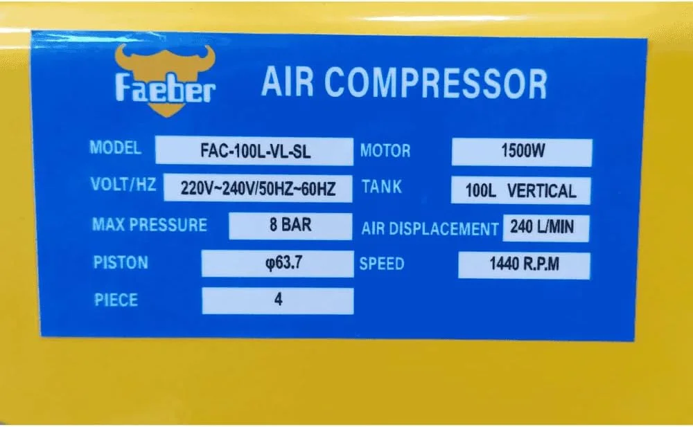کمپرسور هوای عمودی فایبر، ۱۰۰ لیتری، ۱۵۰۰ وات