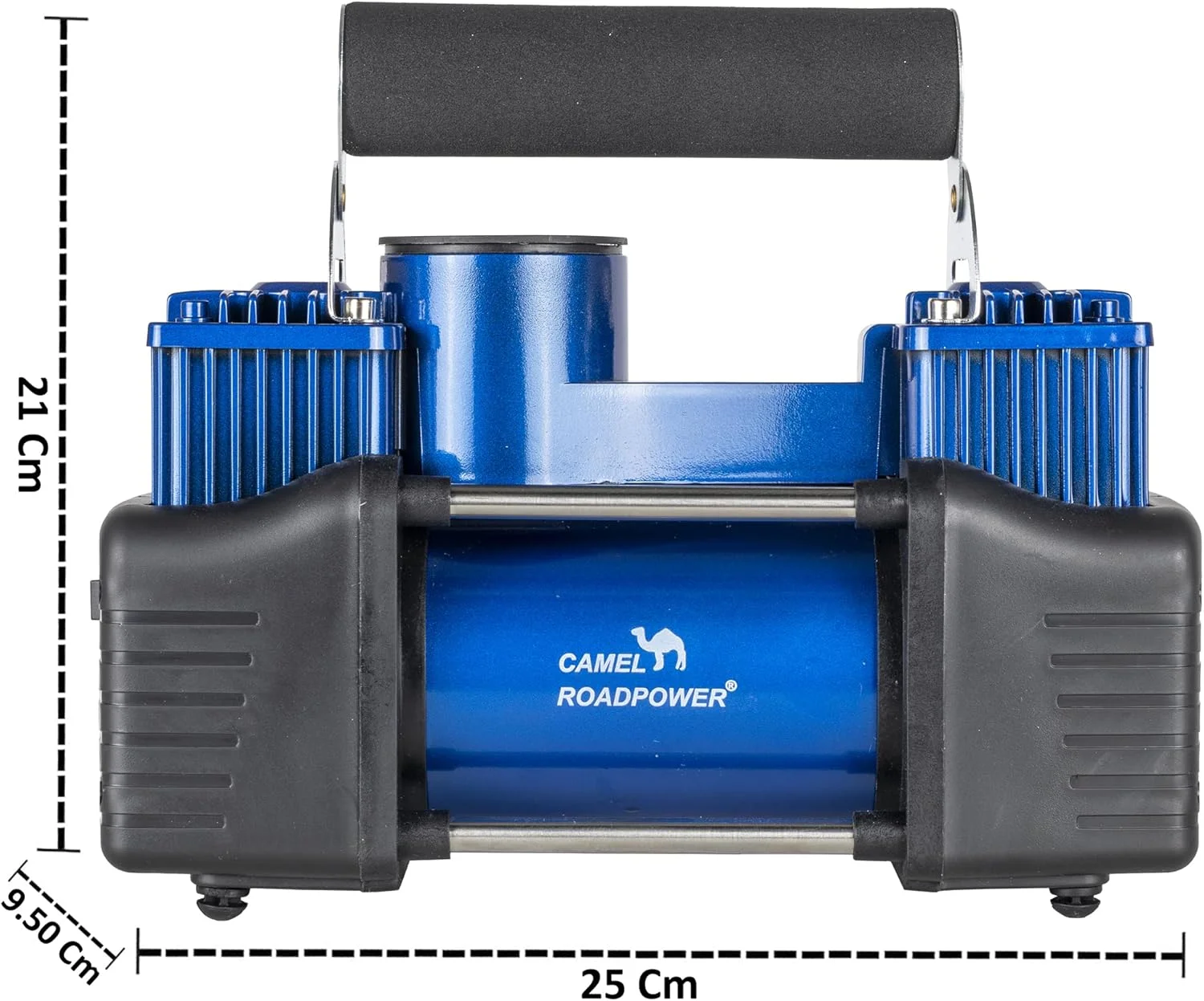 پمپ باد دو سیلندر قابل حمل ROADPOWER، پمپ باد فشرده 12 ولت برای لاستیک خودرو، پمپ لاستیک فلزی سنگین 150 PSI، مناسب برای شاسی بلند، آفرود، کامیون، دوچرخه، RP-AC628 (رنگ: آبی)
