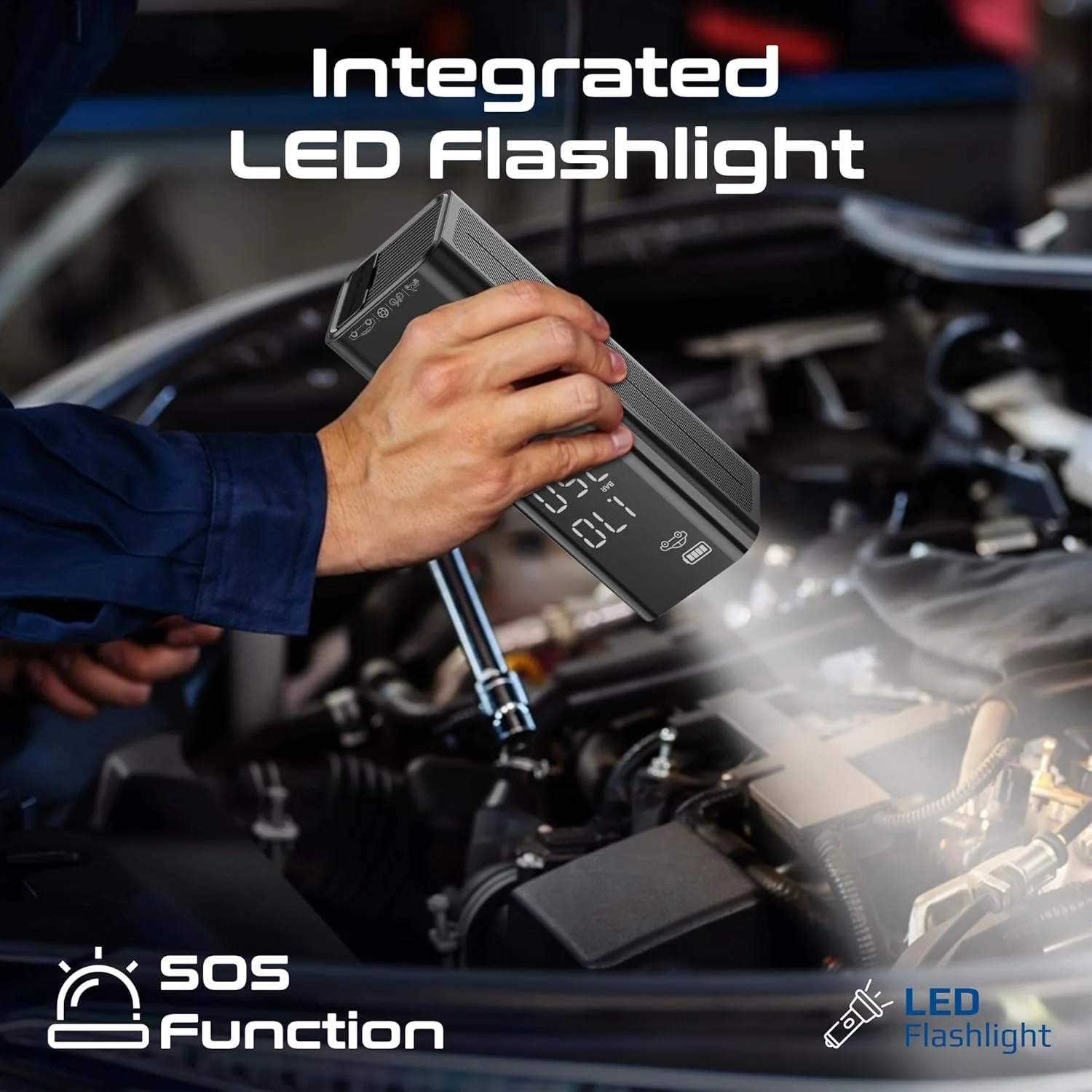 پمپ باد قابل حمل پرومیت، پمپ باد برقی جمع و جور 3 در 1 با پاوربانک داخلی 7500 میلی آمپر، 150PSI، چراغ قوه LED، TPMS یکپارچه، پورت USB-A، آداپتورهای جهانی دریچه تایر، PowerPump مشکی پمپ باد قابل حمل پرومیت، پمپ باد برقی جمع و جور 3 در 1 با پاوربانک داخلی 7500 میلی آمپر، 150PSI، چراغ قوه LED، TPMS یکپارچه، پورت USB-A، آداپتورهای جهانی دریچه تایر، PowerPump مشکی