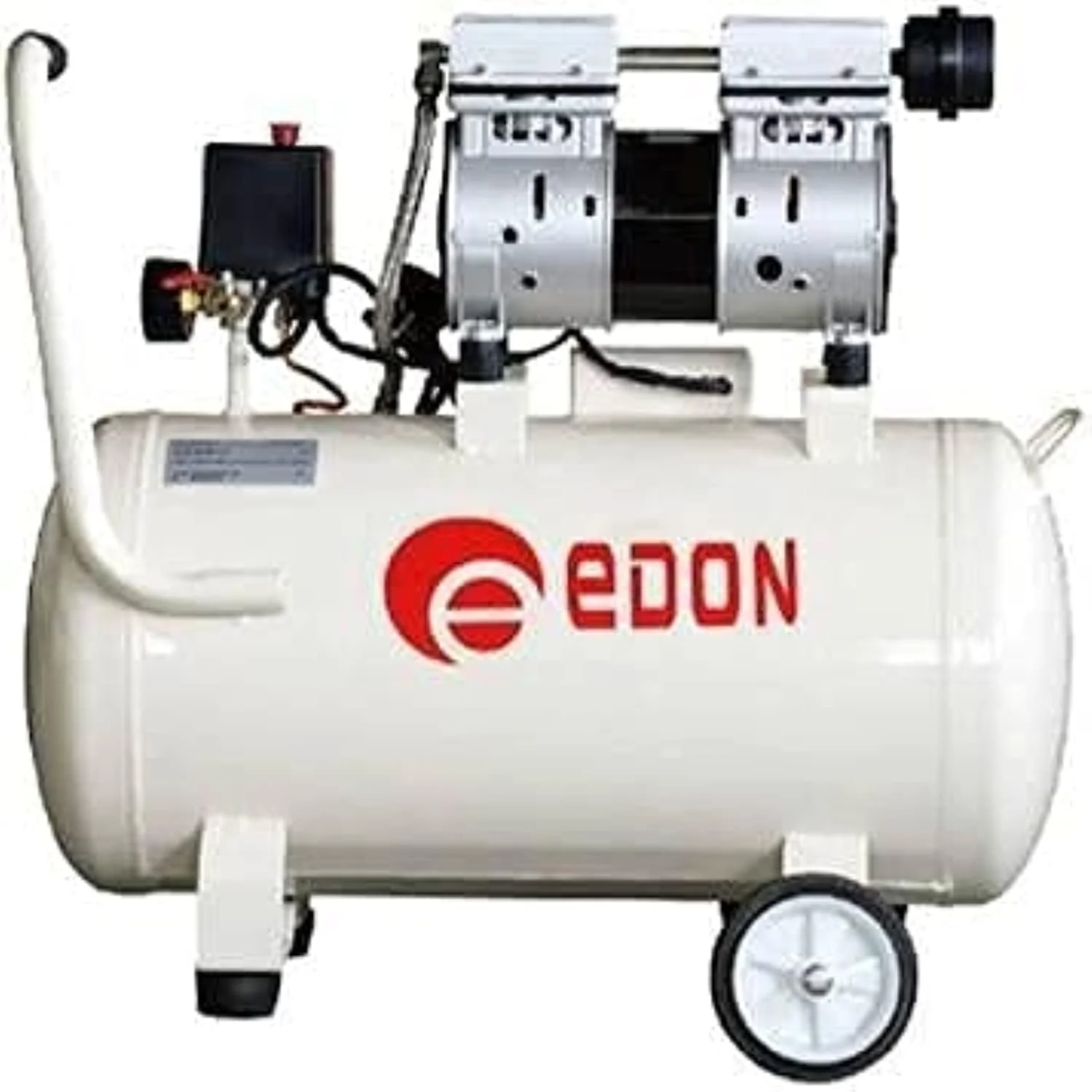 کمپرسور هوای سایلنت AQSON مدل ED550-50L، با توان 550 وات و ظرفیت 50 لیتر به همراه کیت گیج باد، تفنگ گردگیر هوا و شلنگ