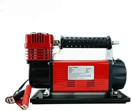 کمپرسور هوای قابل حمل، حداکثر فشار 150 PSI، با شیلنگ لاستیکی با رهاسازی سریع و فشارسنج، قرمز کمپرسور هوای قابل حمل، حداکثر فشار 150 PSI، با شیلنگ لاستیکی با رهاسازی سریع و فشارسنج، قرمز