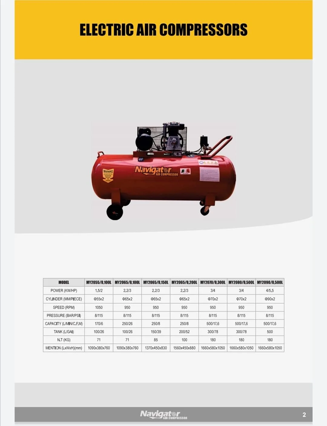 کمپرسور هوا ناویگیتور HD، ۲۰۰ لیتری، مدل MY2065/8، ۲۰۰L