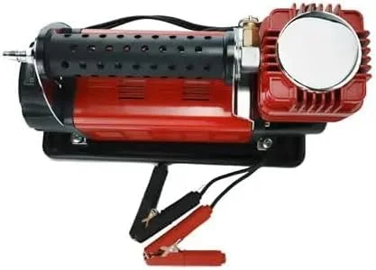 کمپرسور هوای قابل حمل، حداکثر فشار 150 PSI، با شیلنگ لاستیکی با رهاسازی سریع و فشارسنج، قرمز کمپرسور هوای قابل حمل، حداکثر فشار 150 PSI، با شیلنگ لاستیکی با رهاسازی سریع و فشارسنج، قرمز