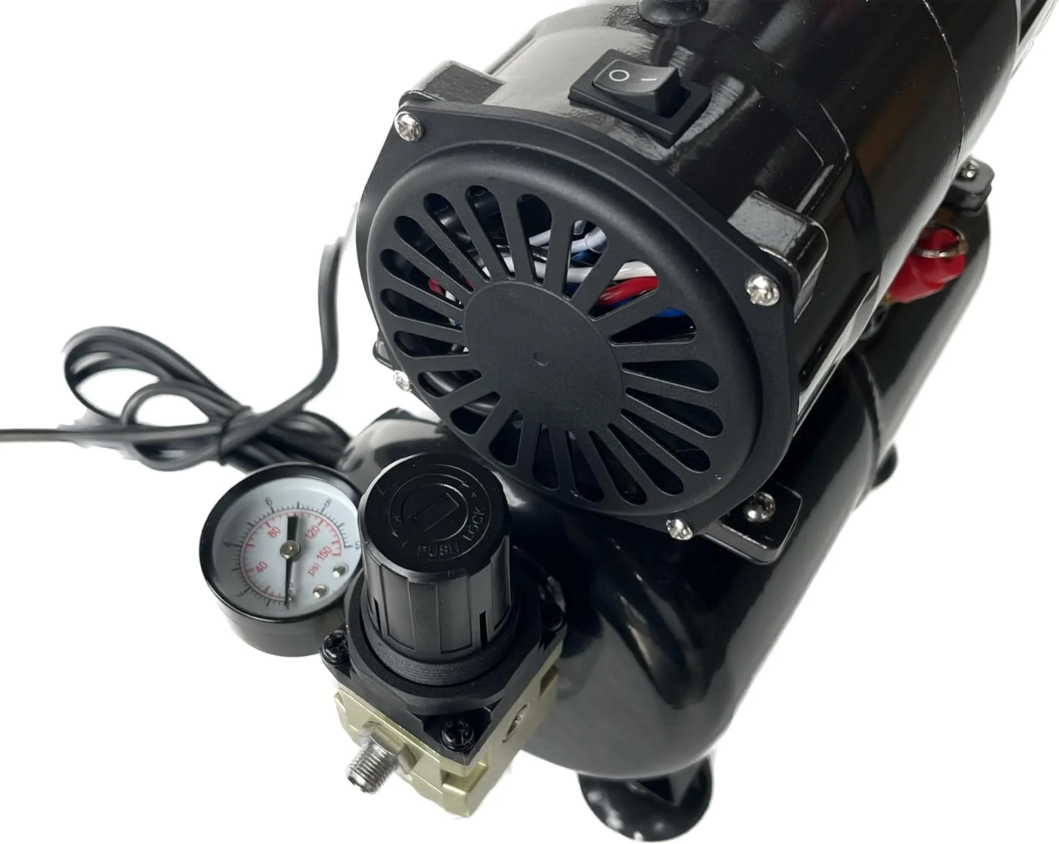 کمپرسور ایربراش AD286 بدون روغن با مخزن هوا / جریان هوای قدرتمند و فشار هوا / مخزن فشار / 4 بار / توقف خودکار