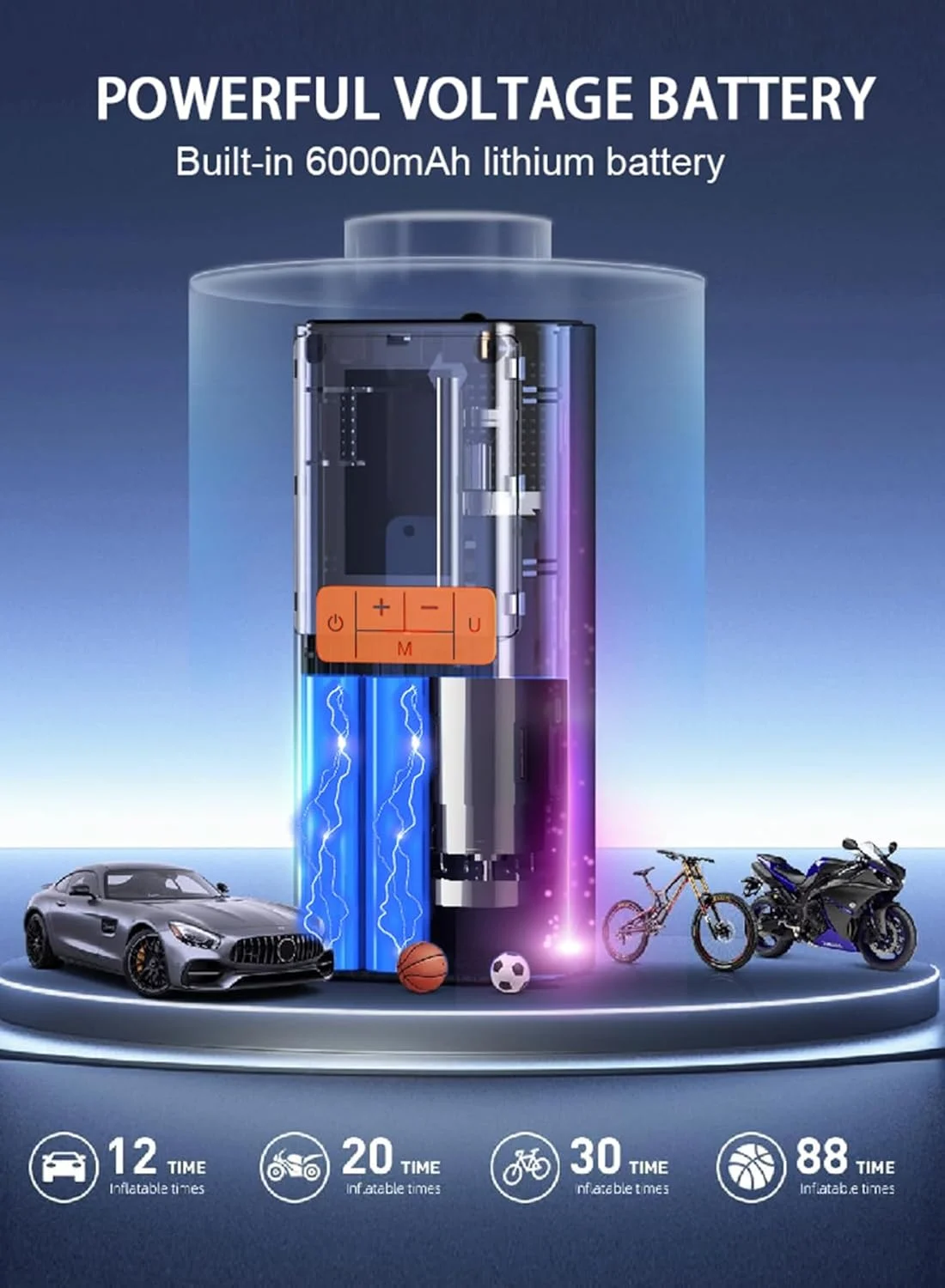 کمپرسور باد شارژی بی سیم اینفینو با کابل شارژ خودرو، نمایشگر دیجیتال، خاموش شدن خودکار، باتری 6000 میلی آمپر، چراغ LED، پمپ باد قابل حمل برای خودرو، دوچرخه، موتورسیکلت، توپ کمپرسور باد شارژی بی سیم اینفینو با کابل شارژ خودرو، نمایشگر دیجیتال، خاموش شدن خودکار، باتری 6000 میلی آمپر، چراغ LED، پمپ باد قابل حمل برای خودرو، دوچرخه، موتورسیکلت، توپ