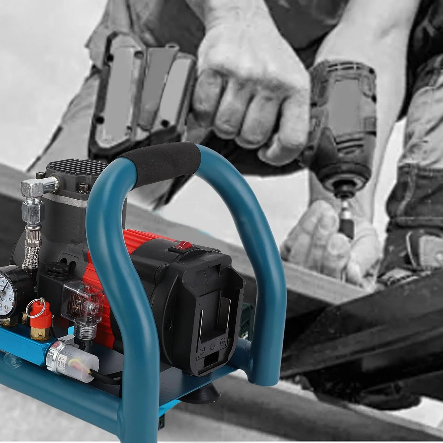 کمپرسور هوای قابل حمل 1.5 لیتری Asixxsix، پمپ باد تایر 2800 دور در دقیقه 8 بار برای BL1830B BL1840B BL1850B BL1860B BL1815 BL1820 BL1825 194309 1 194205 3