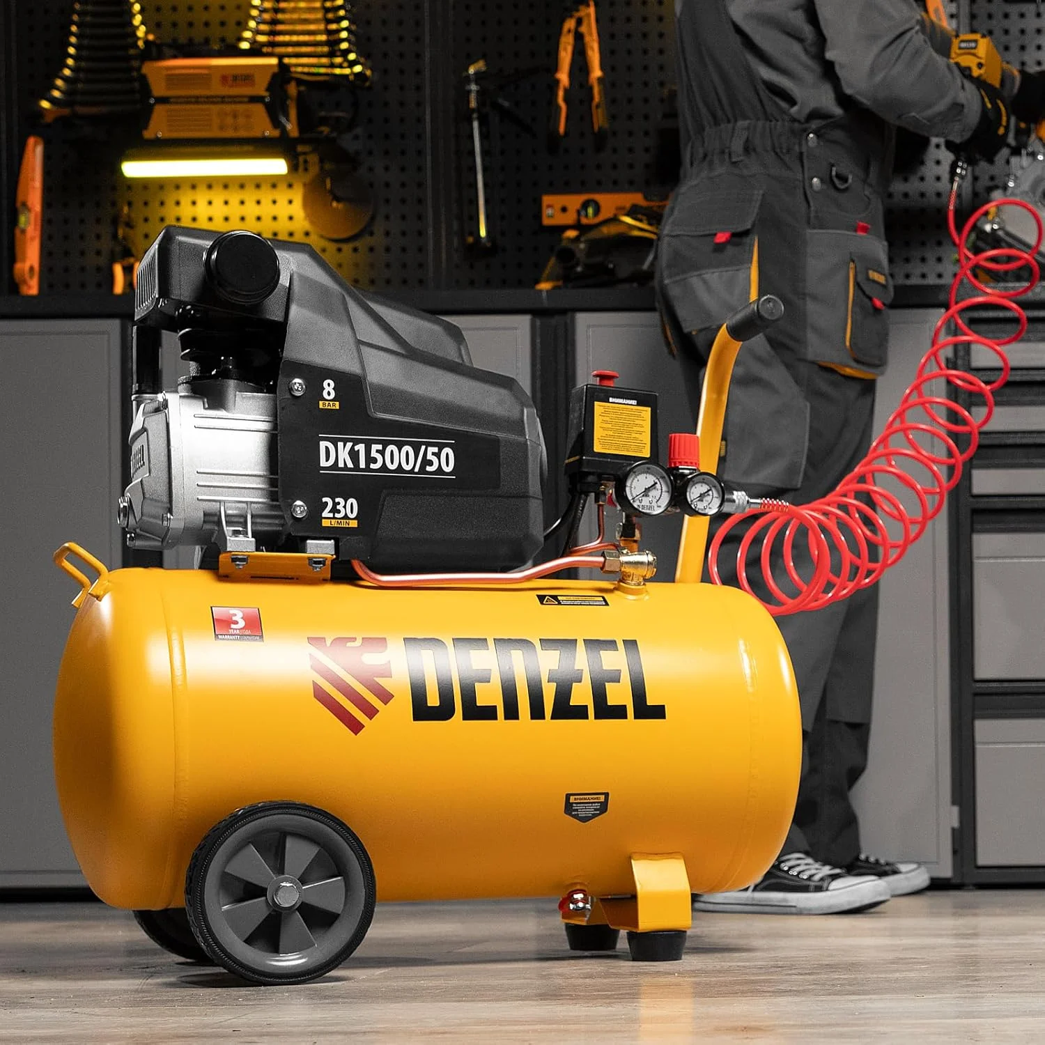 کمپرسور هوا دنزل، X-PRO 1.5 کیلو وات، 230 لیتر در دقیقه (DK1500/50 (50 لیتر))