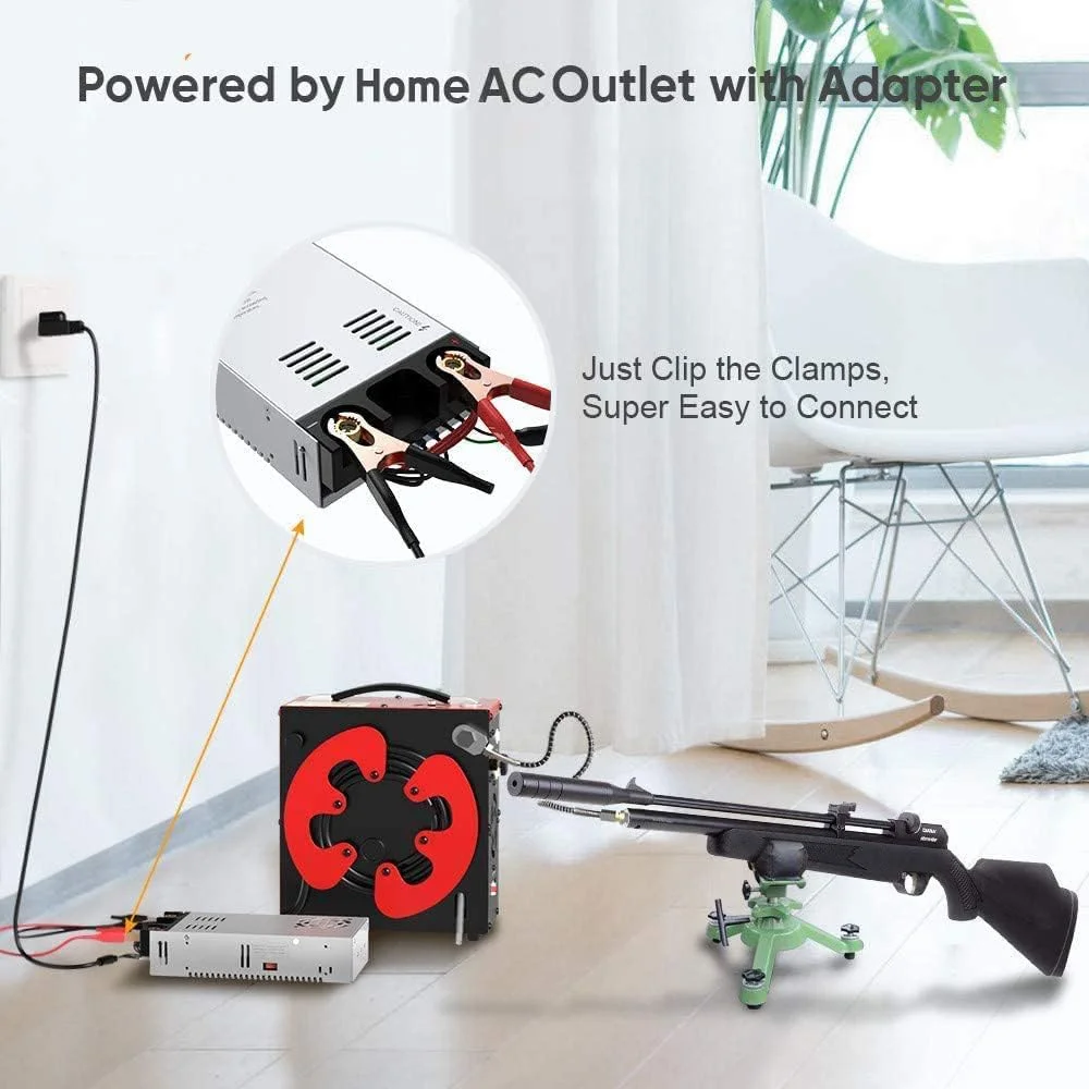 کمپرسور هوای پی سی پی GX PUMP CS3، توقف خودکار، بدون روغن، دارای فیلتر جداکننده آب و روغن داخلی، تغذیه از طریق برق 12 ولت DC خودرو یا برق 220 ولت-240 ولت AC (موجود)، 4500Psi/30Mpa، پمپ کمپرسور تانک پینت بال/غواصی