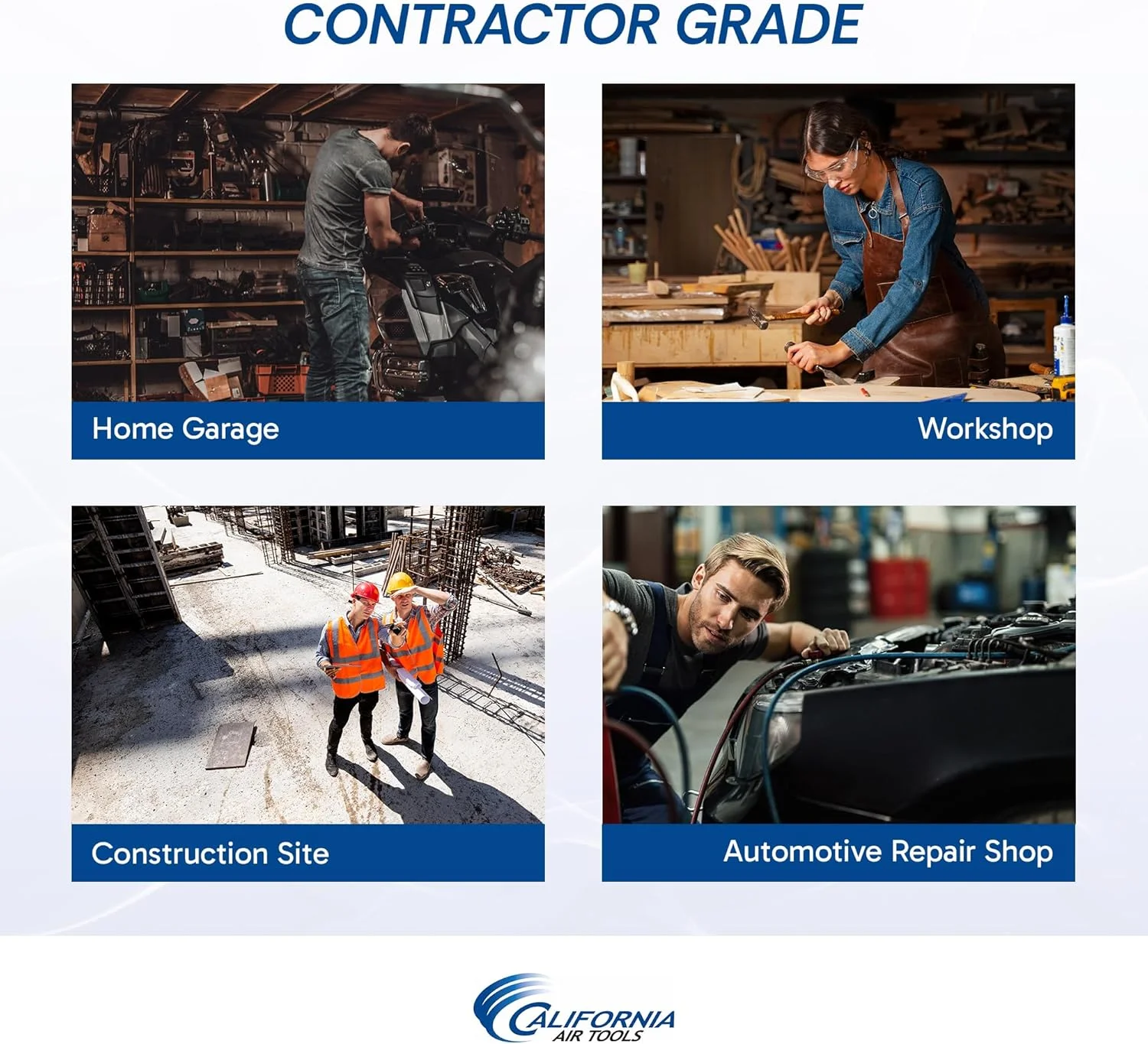 کمپرسور هوای قابل حمل سبک و کم صدای کالیفرنیا ایر تولز مدل CAT-1P1060S، سبک وزن، فوق العاده کم صدا، بدون روغن، مخزن فولادی 1 گالنی، 0.6 اسب بخار، سطح نویز 56 دسی بل، نقره ای