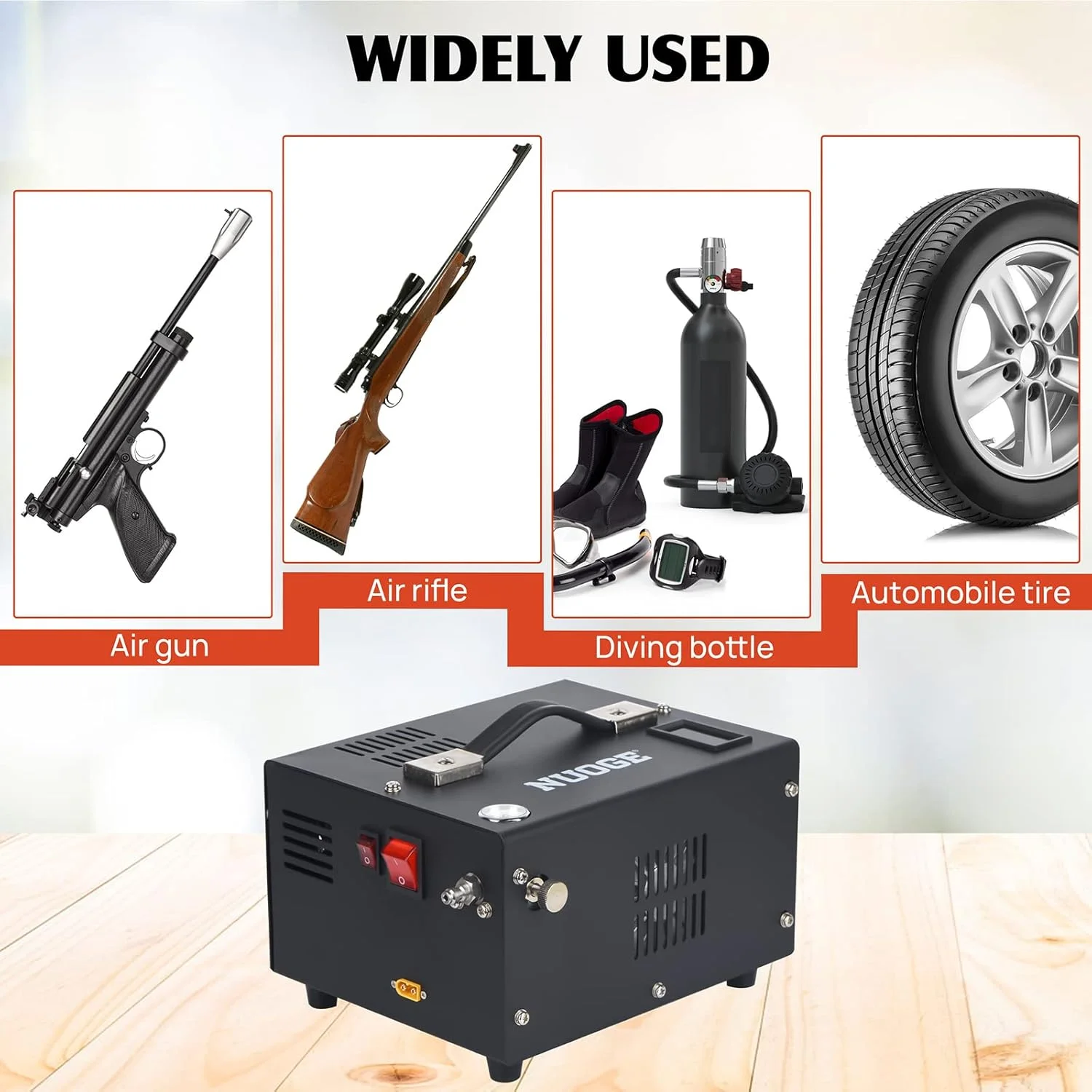 کمپرسور هوای پی سی پی 4500Psi 30Mpa با قابلیت کارکرد با برق 12 ولت DC خودرو یا برق 110 ولت AC خانگی با مبدل، پمپ کمپرسور تانک پینت بال/اسکوبا