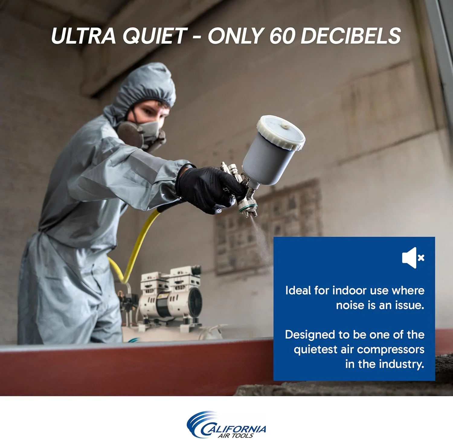 کمپرسور هوای کالیفرنیا ایر تولز مدل 8010 فوق العاده بی صدا و بدون روغن، مخزن فولادی 8 گالن، 1.0 اسب بخار، نقره ای کمپرسور هوای کالیفرنیا ایر تولز مدل 8010 فوق العاده بی صدا و بدون روغن، مخزن فولادی 8 گالن، 1.0 اسب بخار، نقره ای