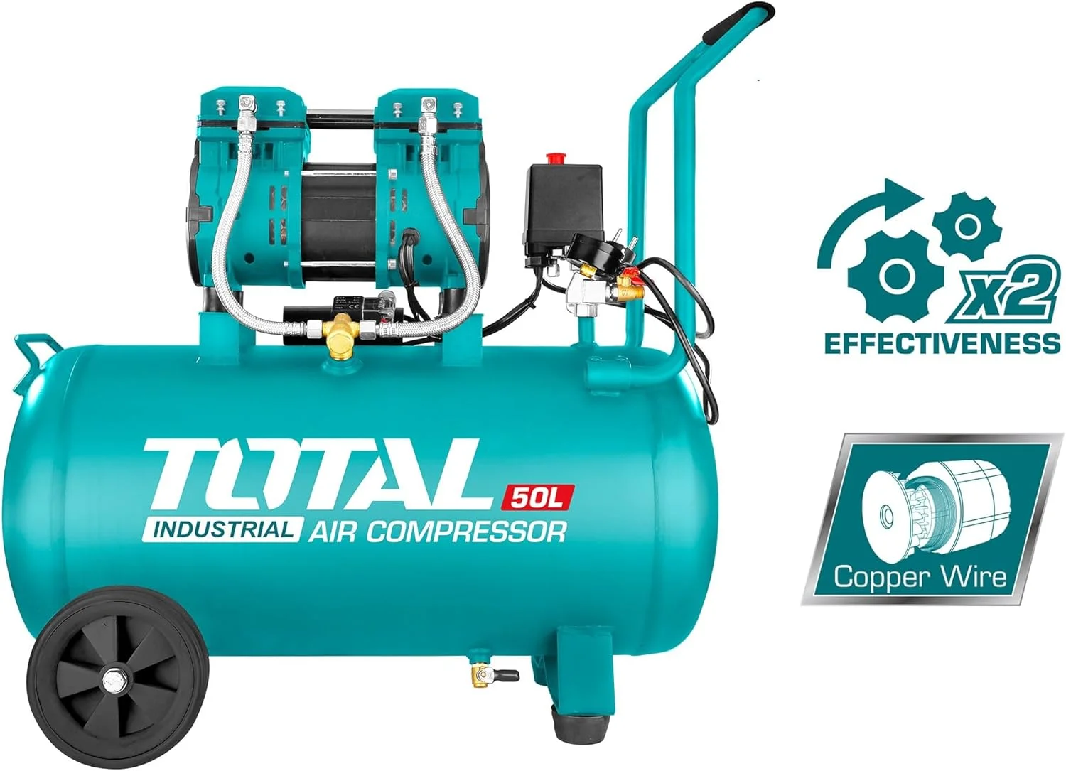 کمپرسور هوا توتال 50 لیتری با صدا خفه کن تک سیلندر