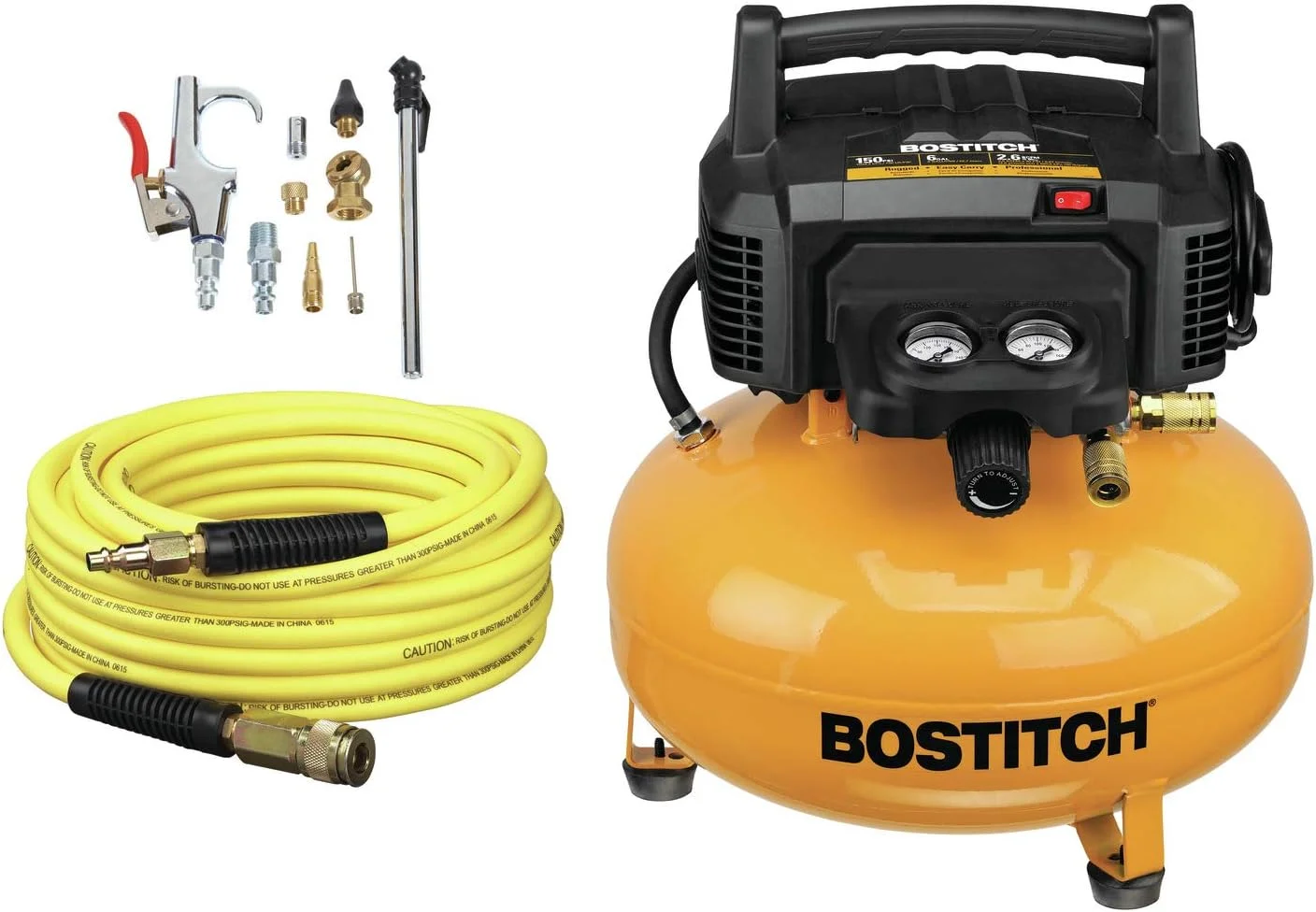 کیت کمپرسور هوای BOSTITCH، بدون روغن، 6 گالن، 150 PSI (BTFP02012-WPK)