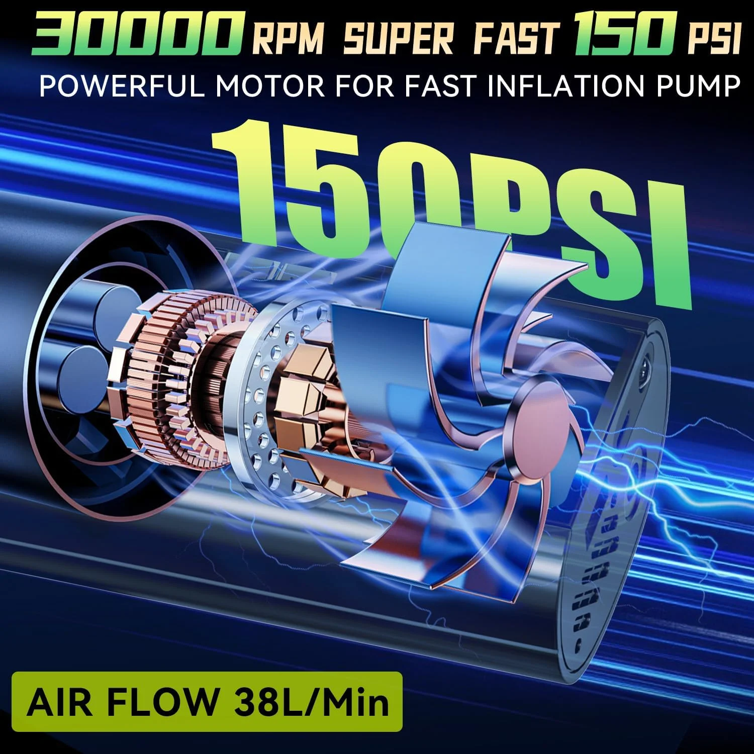 کمپرسور هوای قابل حمل برای لاستیک خودرو، 150PSI با سرعت تورم 3 برابر، باتری 8000mAh، با چراغ LED و فشارسنج دیجیتال، سازگار با توپ، دوچرخه، پمپ هوای بادی (مشکی) کمپرسور هوای قابل حمل برای لاستیک خودرو، 150PSI با سرعت تورم 3 برابر، باتری 8000mAh، با چراغ LED و فشارسنج دیجیتال، سازگار با توپ، دوچرخه، پمپ هوای بادی (مشکی)