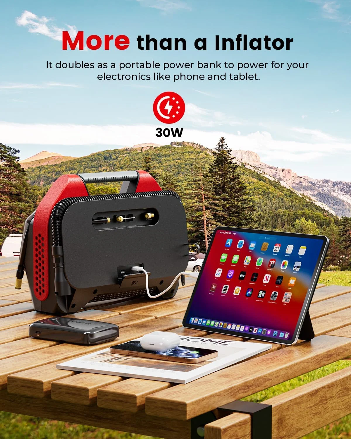 پمپ باد قابل حمل ETENWOLF Vortex S6، کمپرسور هوا برای خودروهای سنگین، پمپ باد بی سیم برای ماشین و وسایل بادی با باتری 19200 میلی آمپر ساعت، چرخه عملکرد 100٪ و پمپ دو سیلندر دوچرخه پمپ باد قابل حمل ETENWOLF Vortex S6، کمپرسور هوا برای خودروهای سنگین، پمپ باد بی سیم برای ماشین و وسایل بادی با باتری 19200 میلی آمپر ساعت، چرخه عملکرد 100٪ و پمپ دو سیلندر دوچرخه