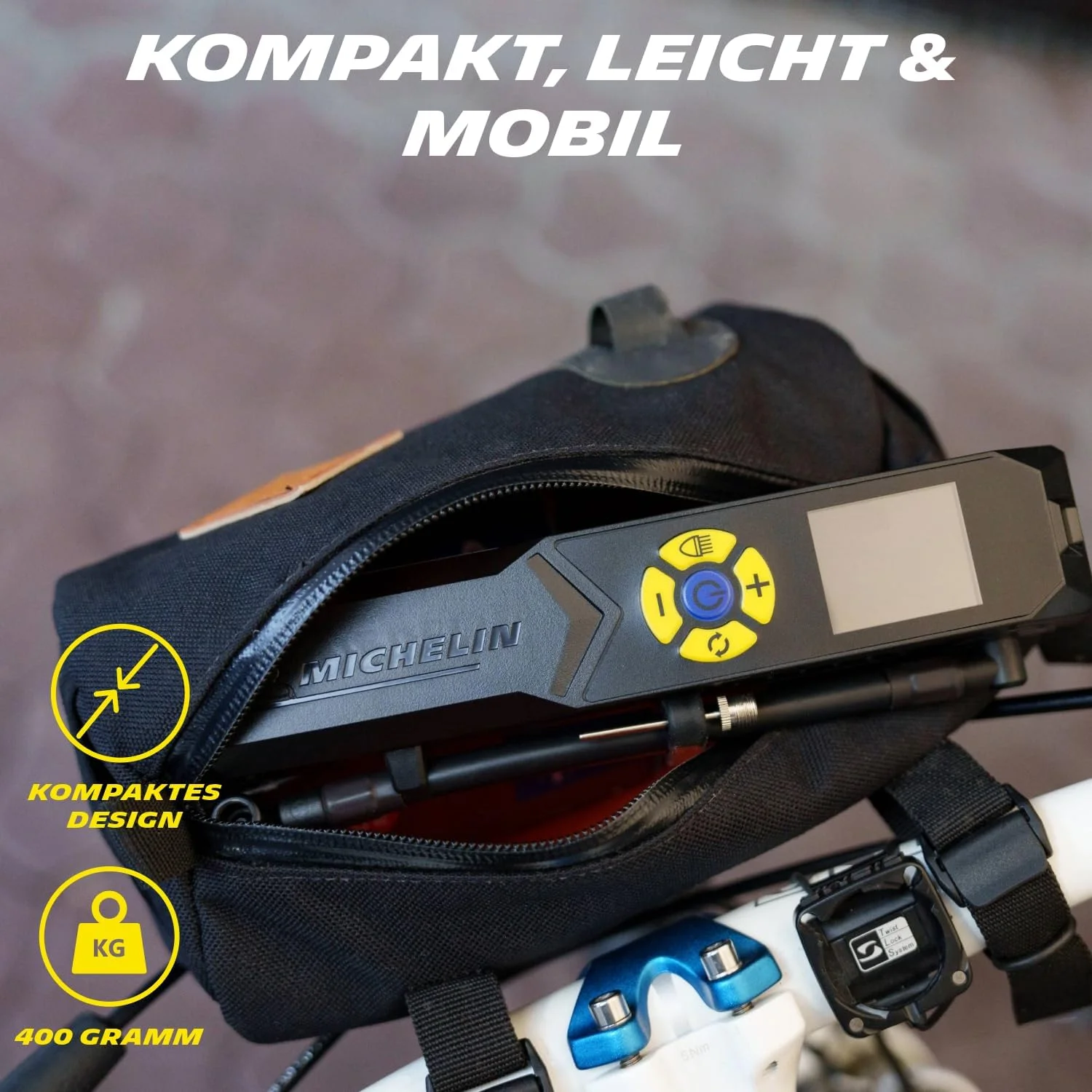 کمپرسور بی‌سیم کوچک MICHELIN 009528، پمپ برقی، فشارسنج دیجیتال، 10 بار