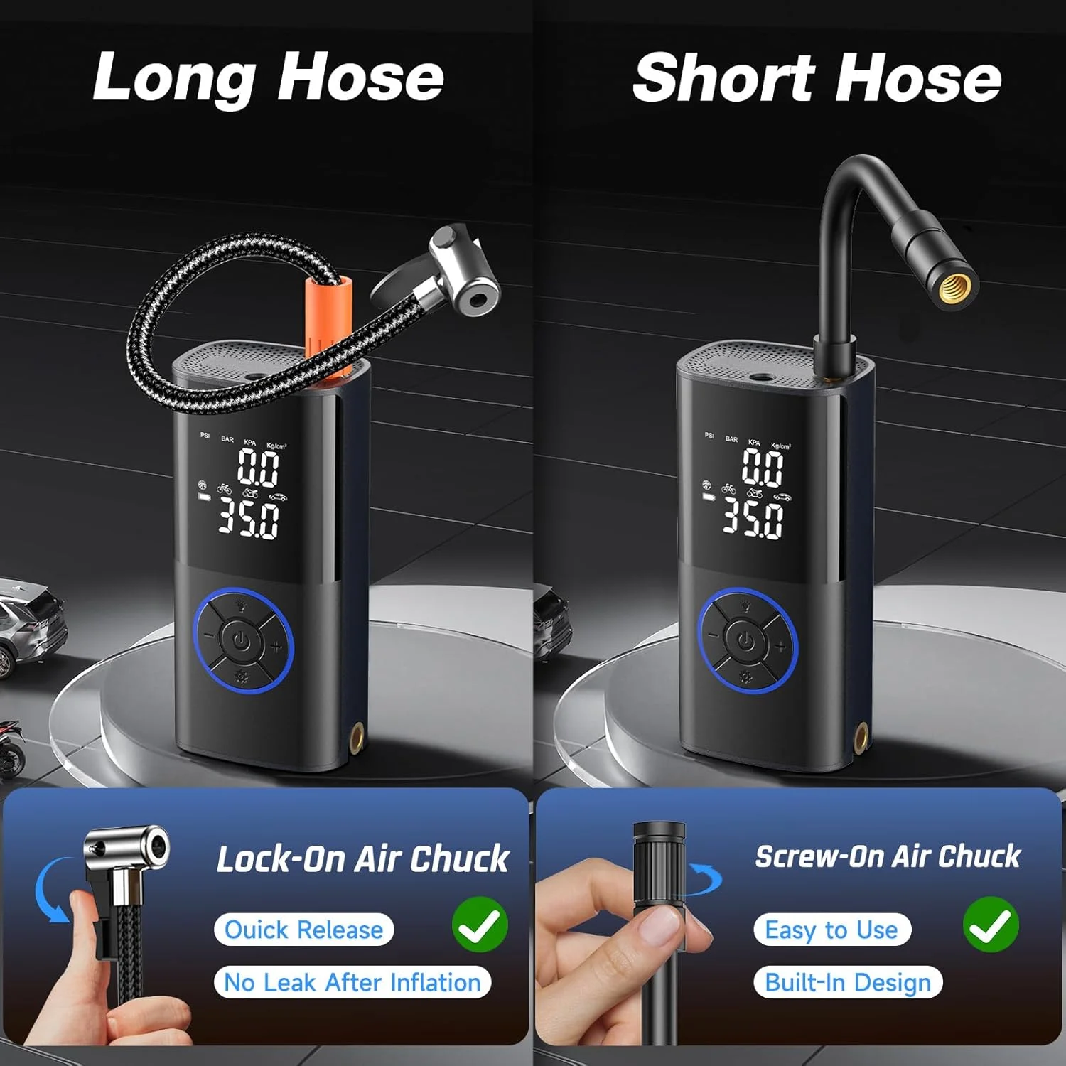 پمپ باد قابل حمل Olarhike، با باتری 5200mAh، وزن سبک 0.43 کیلوگرم، آبی