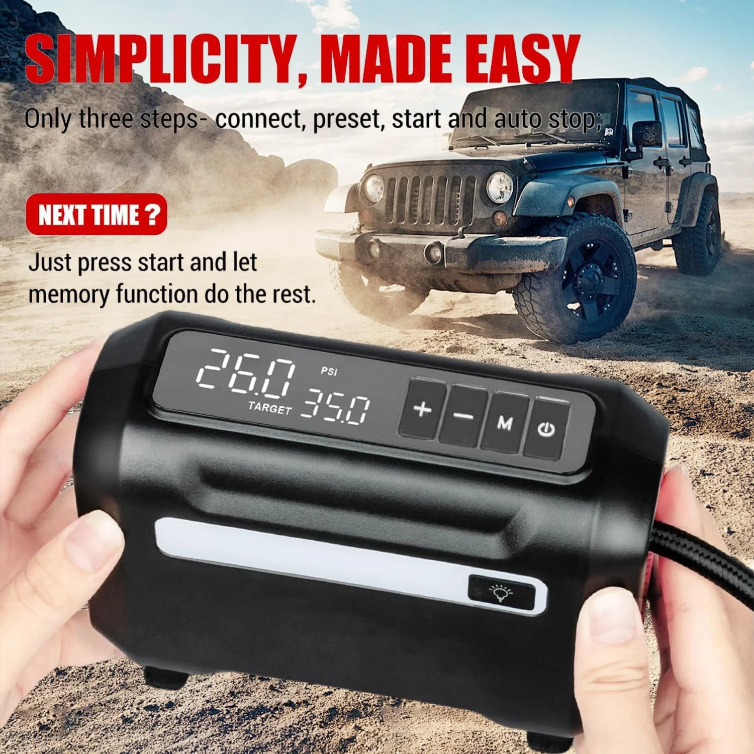 کمپرسور باد قابل حمل برای تایر، کمپرسور باد DC 12V قابل حمل با صفحه نمایش دیجیتال بزرگ، پمپ باد با سرعت 3 برابر بیشتر برای ماشین، دوچرخه، توپ، موتور