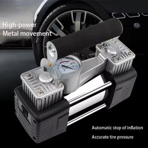 کیت کمپرسور هوای قابل حمل 2 سیلندر، 12 ولت DC، با ابزار و کیف حمل