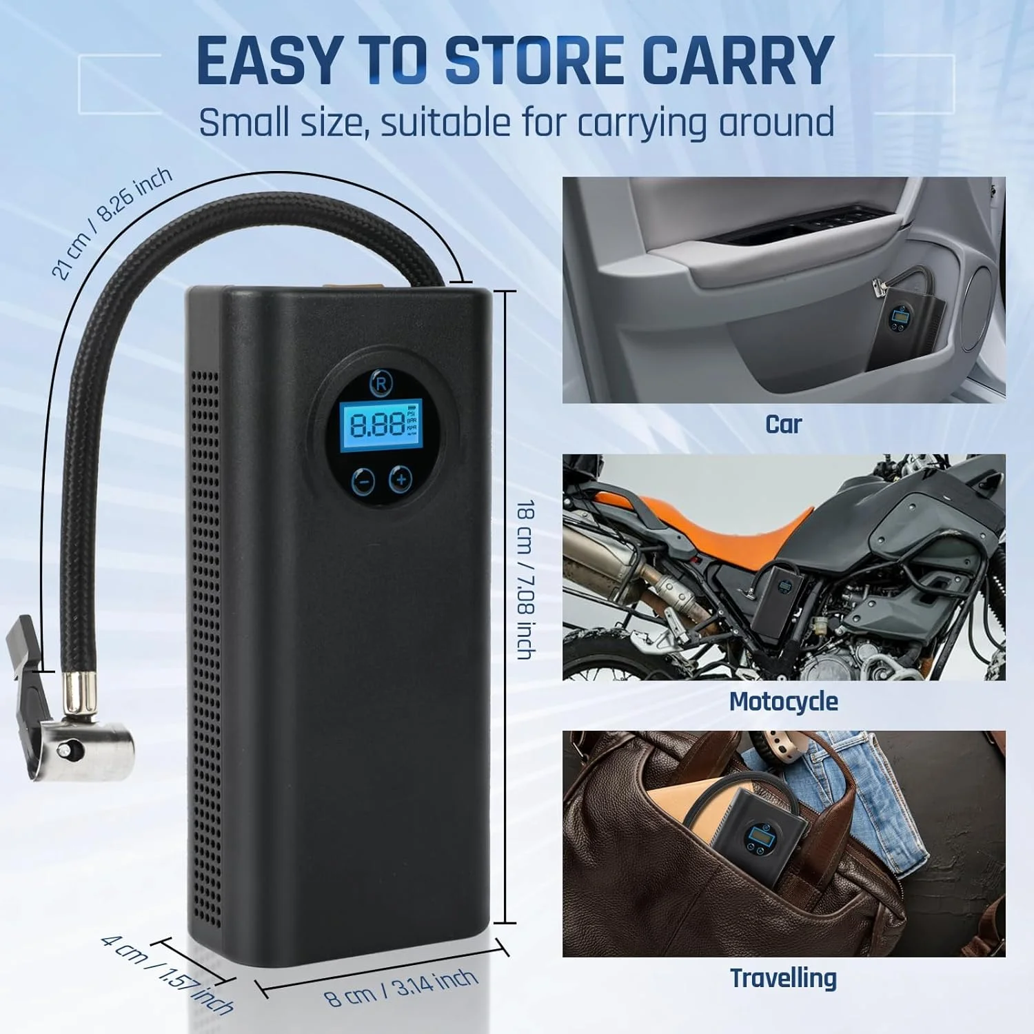 پمپ باد قابل حمل ECPAUTECH، کمپرسور هوا بی سیم