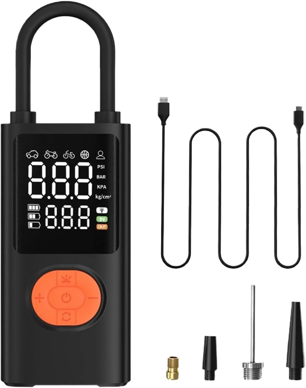 کمپرسور هوای قابل حمل | کمپرسور باد خودرو - تایر بادی شارژی با فشارسنج دیجیتال برای موتورسیکلت، کامیون، توپ، تعمیر، ورزش های فضای باز، مسافرت، کمپینگ، دوچرخه سواری در شب