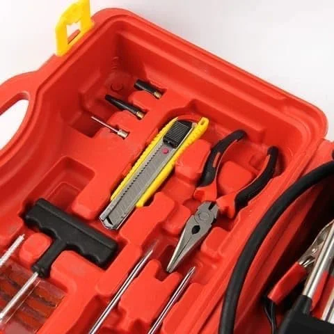 کیت کمپرسور هوای قابل حمل SHEZA STAR با ابزار، 12 ولت DC، سیلندر دوقلو سنگین، جعبه نگهداری قرمز