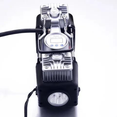 کیت کمپرسور هوای قابل حمل با ابزار، 12 ولت، ساختار فلزی مقاوم، شامل جعبه نگهداری