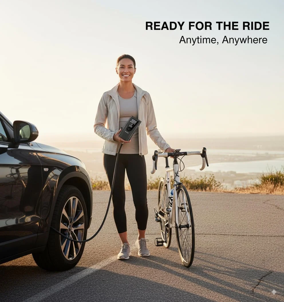 پمپ باد قابل حمل Normelle، کمپرسور هوا شارژی 150PSI با باتری 6000mAh، چراغ LED، باد کردن سریع برای ماشین، موتور سیکلت، دوچرخه و توپ های ورزشی