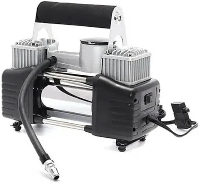 کمپرسور هوای دو سیلندر پیشرفته - پمپ باد قابل حمل و سنگین با باد کردن سریع، فشارسنج، چراغ LED و کیت چند نازله برای ماشین، موتور سیکلت و دوچرخه کمپرسور هوای دو سیلندر پیشرفته - پمپ باد قابل حمل و سنگین با باد کردن سریع، فشارسنج، چراغ LED و کیت چند نازله برای ماشین، موتور سیکلت و دوچرخه