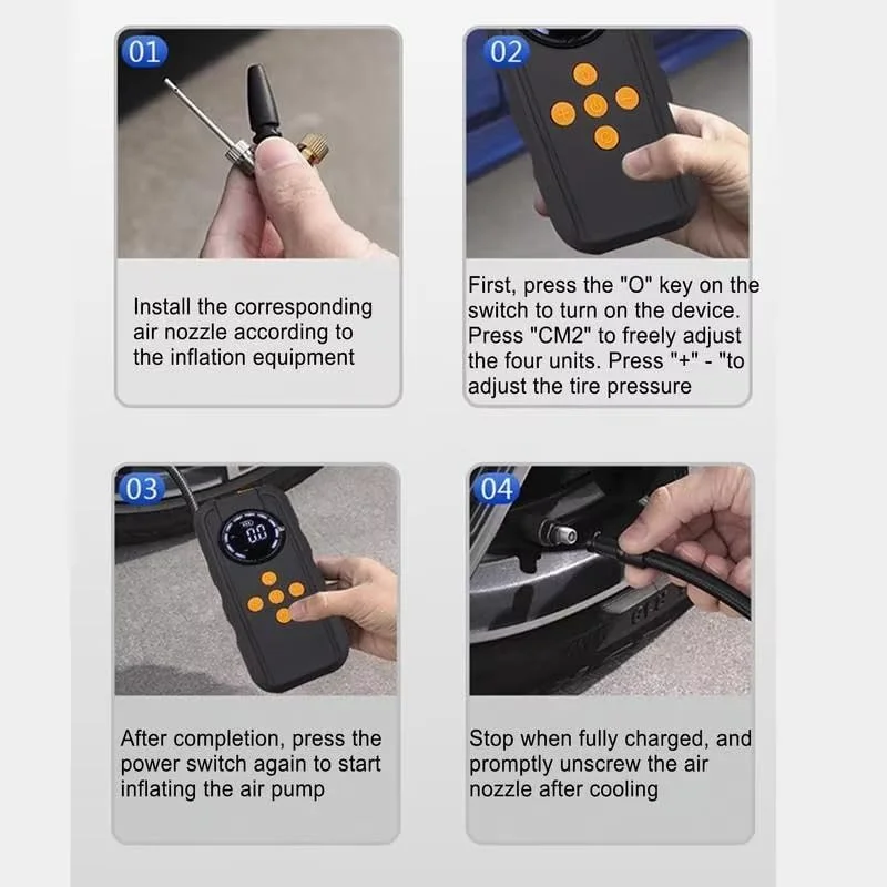 کمپرسور هوای قابل حمل 12 ولت 150PSI بی‌سیم خودرو با نمایشگر LED