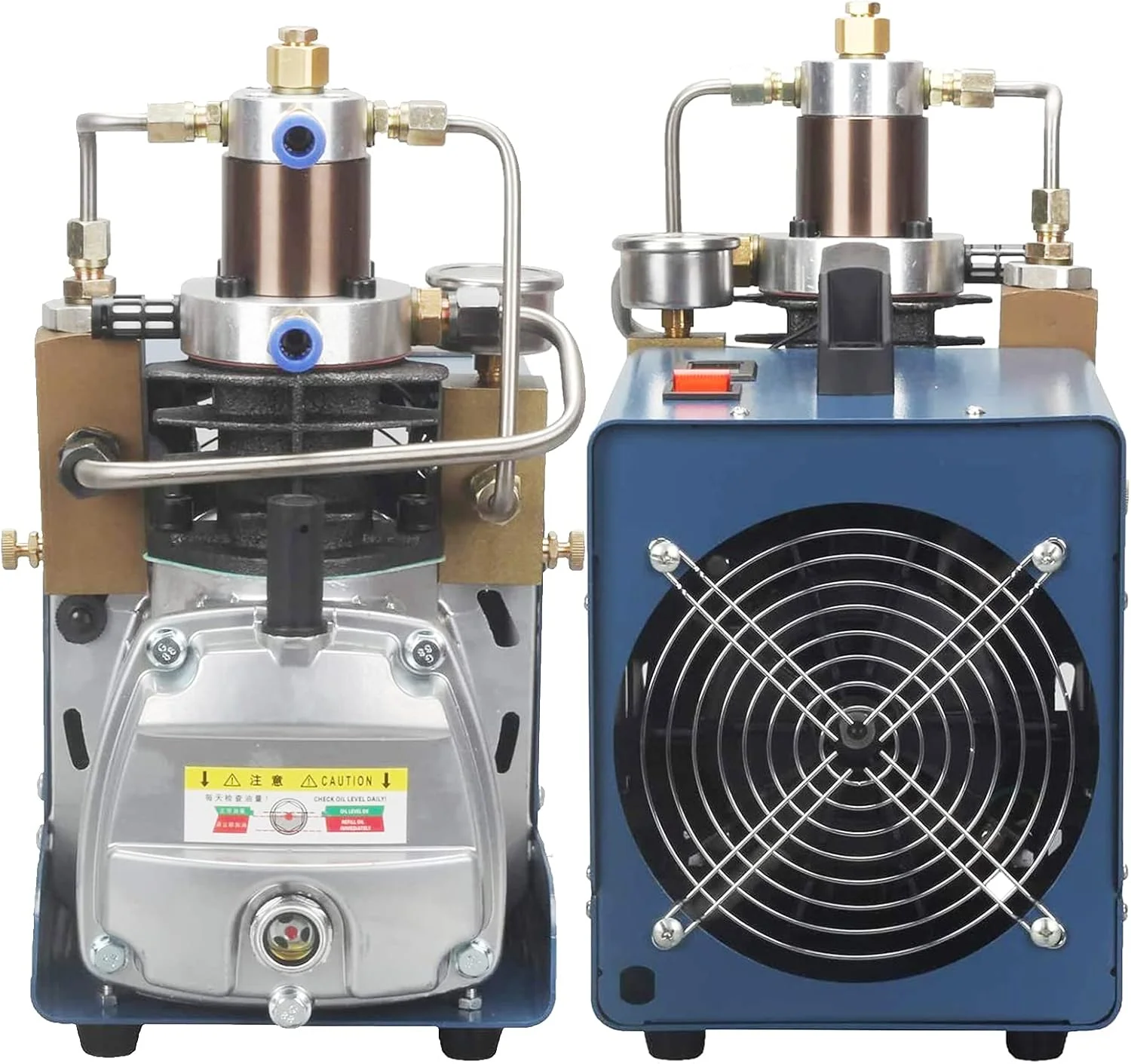 کمپرسور هوای فشار قوی، پمپ کمپرسور هوای برقی PCP با گیج فشار 4500PSI/30Mpa، توقف خودکار قابل تنظیم برای پینت بال/غواصی/تفنگ بادی/مینی بطری غواصی