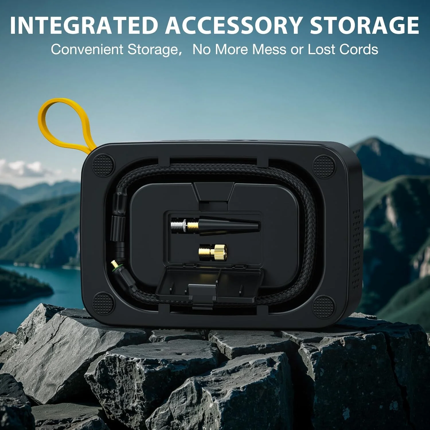 کمپرسور هوای قابل حمل NEXPOW، پمپ باد 150 PSI بدون سیم برای لاستیک خودرو با فشارسنج دیجیتال و خاموش شدن خودکار، کمپرسور هوای قابل حمل برای خودرو، موتورسیکلت، دوچرخه، توپ، زرد