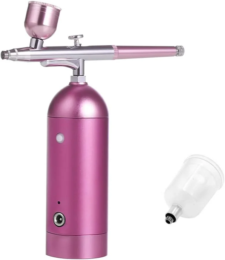 ست قابل حمل با کمپرسور، ایربراش دستی بی‌سیم دو حالته با فشار هوای ۱۸PSI، باتری داخلی به همراه ۲ عدد مخزن رنگ برای نقاشی، رنگ آمیزی مدل، طراحی ناخن، آرایش و تزیین کیک