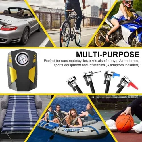 کمپرسور باد قابل حمل SUITU ST-5002، پمپ باد تایر، 12 ولت DC با چراغ قوه LED اضطراری، کابل بلند برای ماشین، دوچرخه، موتور سیکلت، قایق بادی و سایر وسایل بادی