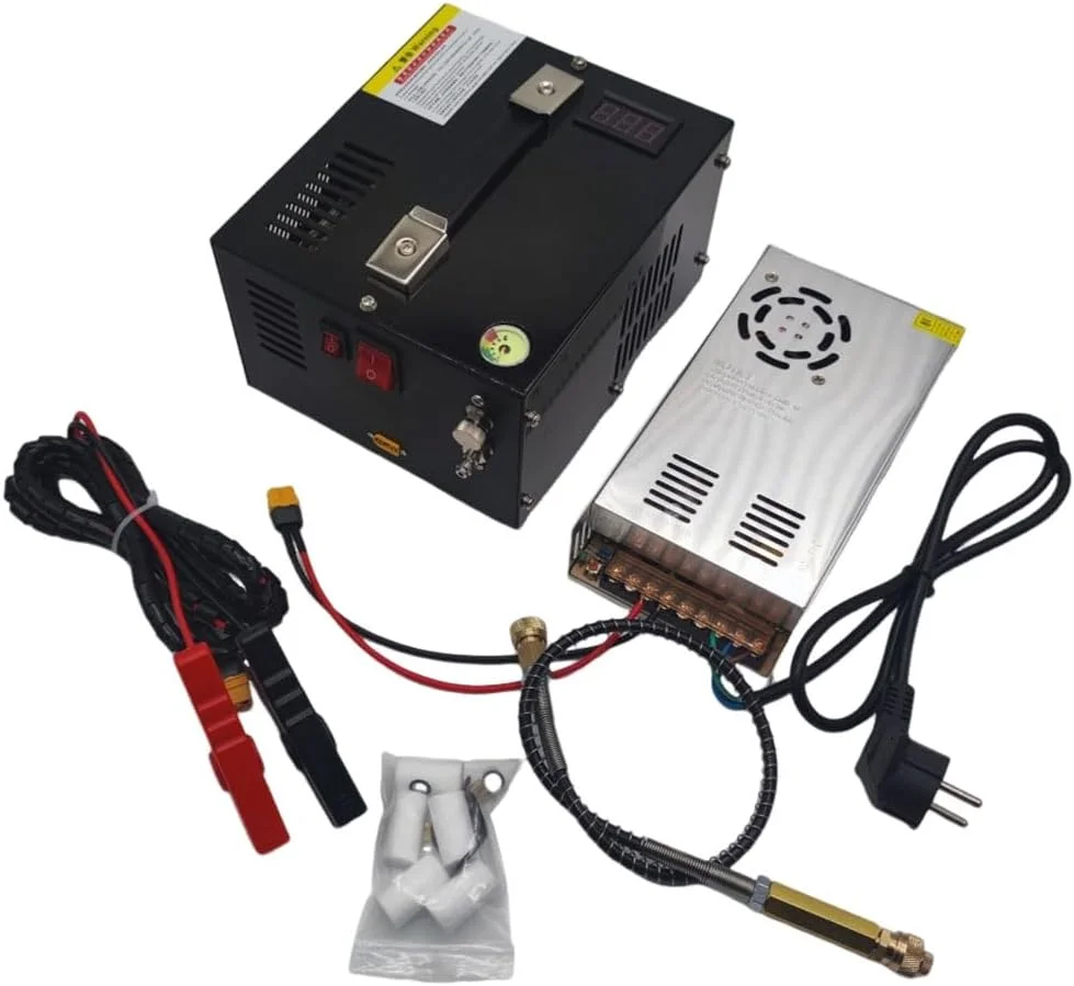 کمپرسور هوای PCP کیوتبگ، نشانگر فشار 4500 PSI / 300 BAR، کمپرسور تفنگ بادی PCP با توقف خودکار، پمپ هوای برقی فشار قوی 30 MPA برای تفنگ بادی پینت بال و غواصی A