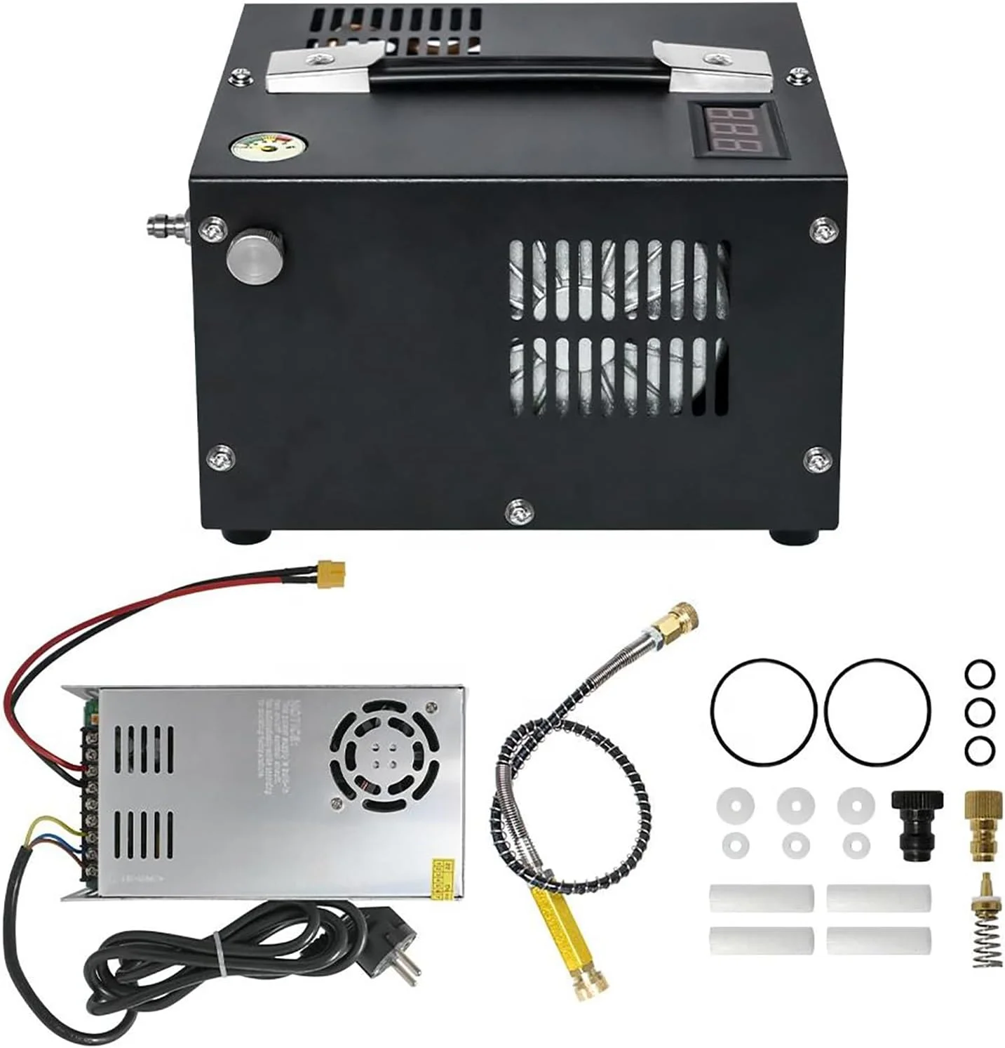 کمپرسور هوای قابل حمل پی سی پی UPIKIT، 4500Psi 30Mpa با منبع تغذیه داخلی، خنک کننده فن، باد کردن سریع برای مخازن غواصی، تفنگ های پینت بال، مخازن HPA