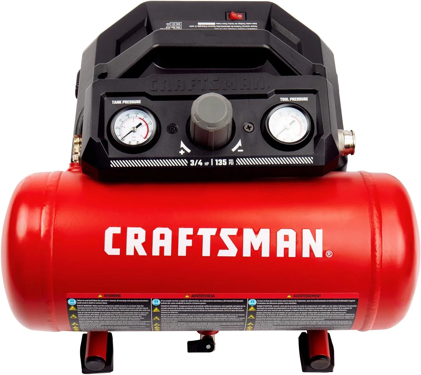 کمپرسور هوای قابل حمل 1.5 گالن، 3/4 اسب بخار، حداکثر 135 PSI، 1.5 CFM@90psi، مخزن هوای بدون روغن، ابزار هوای برقی، CMXECXA0200141A، قرمز کمپرسور هوای قابل حمل 1.5 گالن، 3/4 اسب بخار، حداکثر 135 PSI، 1.5 CFM@90psi، مخزن هوای بدون روغن، ابزار هوای برقی، CMXECXA0200141A، قرمز