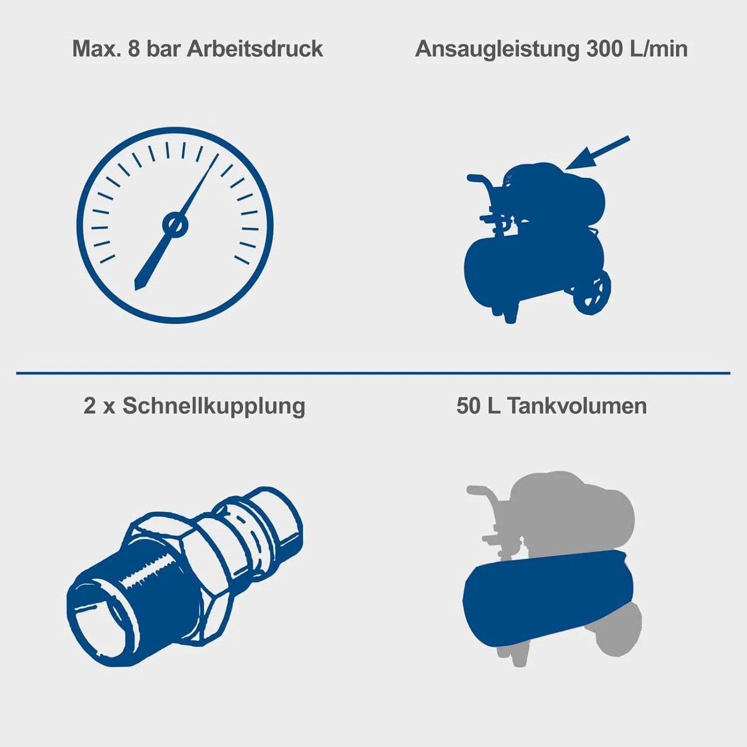 کمپرسور بی صدای شپخ HC25si، 230 ولت، 50 هرتز، 2 اسب بخار - 50 لیتر - 8 بار، برند