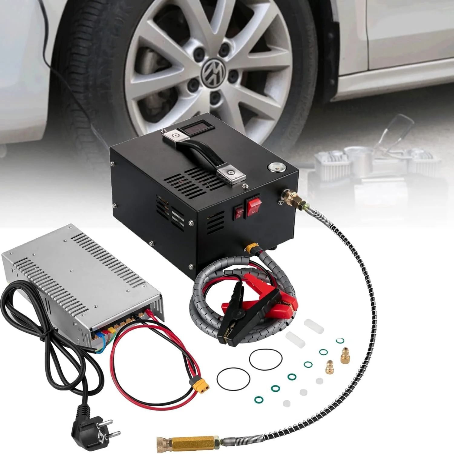 پمپ ترانسفورماتور تفنگ بادی فشار قوی، پمپ کمپرسور هوای فشار قوی با خاموش شدن خودکار - آداپتور برق داخلی - تغذیه شده توسط برق 110 ولت / 220 ولت AC یا باتری 12 ولت DC خودرو پمپ ترانسفورماتور تفنگ بادی فشار قوی، پمپ کمپرسور هوای فشار قوی با خاموش شدن خودکار - آداپتور برق داخلی - تغذیه شده توسط برق 110 ولت / 220 ولت AC یا باتری 12 ولت DC خودرو