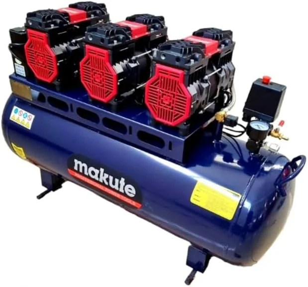 کمپرسور هوای سایلنت ماکوت مدل MK328100 با مخزن 100 لیتری، توان 3240 وات، 4.5 اسب بخار، 2650 دور در دقیقه و فشار 8 بار مناسب برای کارگاه ها، گاراژها، مصارف صنعتی و غیره