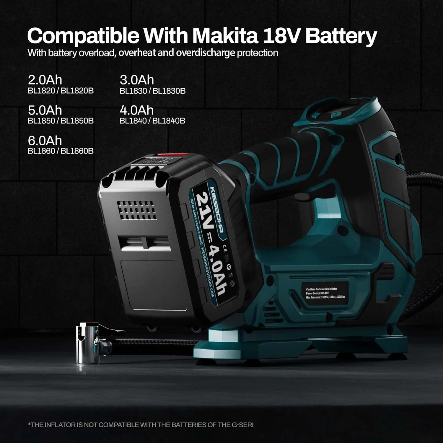 پمپ باد شارژی 11 بار سازگار با باتری 18 ولت ماکیتا، پمپ باد برقی با عملکرد توقف خودکار، چراغ LED برای ماشین، دوچرخه، توپ (باتری و شارژر شامل نمی شود) پمپ باد شارژی 11 بار سازگار با باتری 18 ولت ماکیتا، پمپ باد برقی با عملکرد توقف خودکار، چراغ LED برای ماشین، دوچرخه، توپ (باتری و شارژر شامل نمی شود)