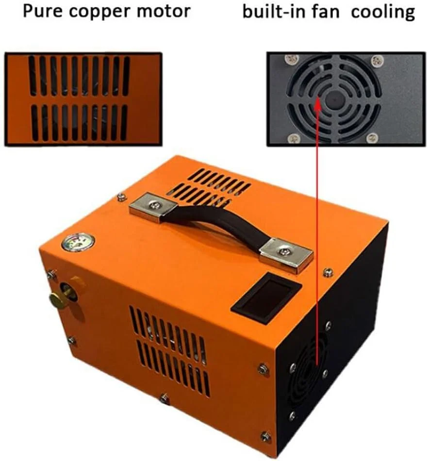 کمپرسور هوای PCP دینگک، پمپ تفنگ بادی فشار قوی 30Mpa 4500Psi با توقف دستی، پمپ کمپرسور PCP بدون روغن/آب با مبدل برق داخلی برای غواصی، فضای باز، آتش نشانی