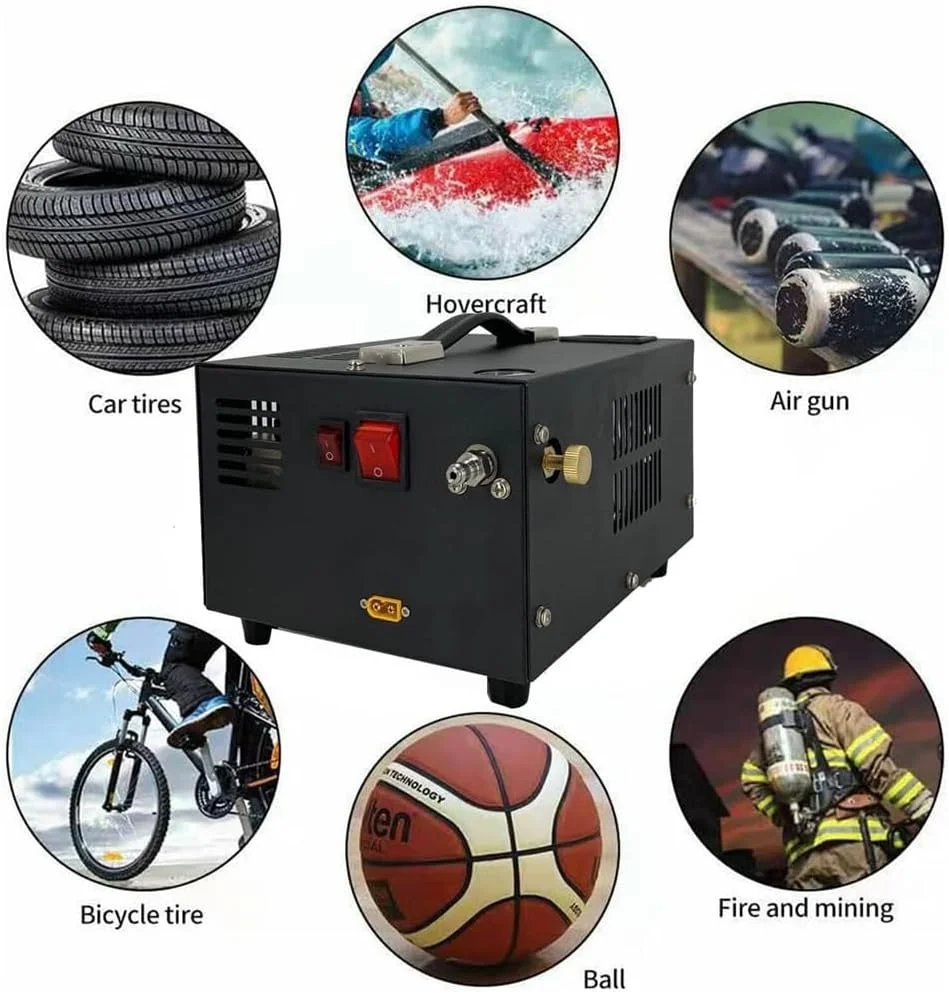 کمپرسور هوای فشار قوی برقی ایرووامی 4500PSI با بارومتر، پمپ کمپرسور هوای قابل حمل اتوماتیک با خاموشی خودکار به همراه ترانسفورماتور