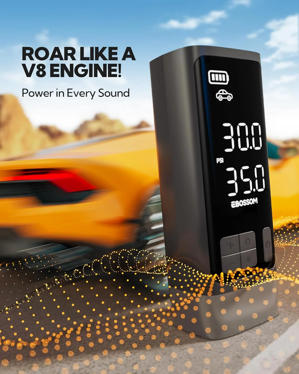 کمپرسور هوای قابل حمل 150 PSI، پمپ هوای موتور دو سیلندر چند منظوره با 2500 میلی آمپر ساعت، کیت اضطراری برای وسایل نقلیه بزرگ، وانت، موتور. با نور LED و توقف اتوماتیک