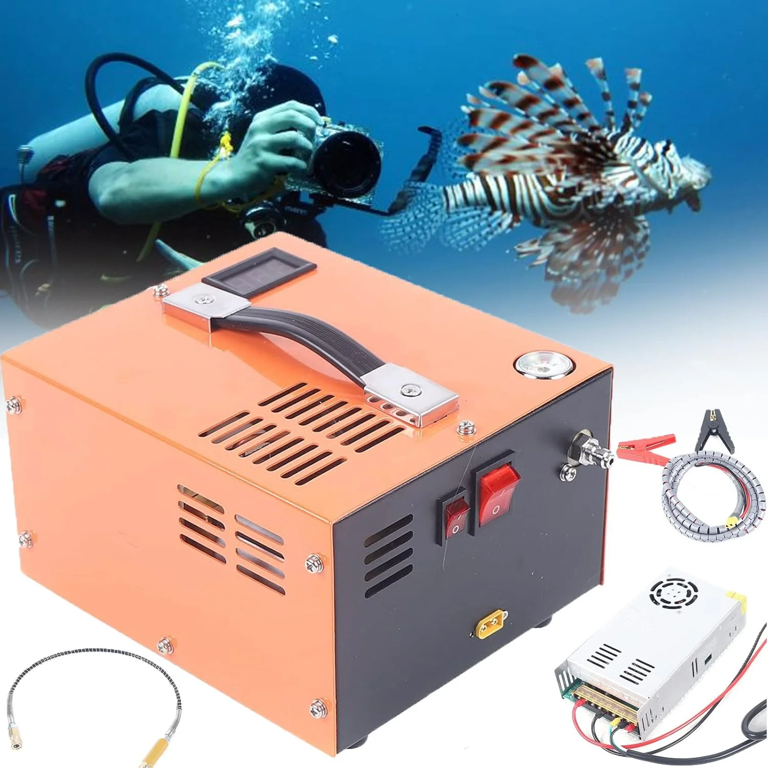 کمپرسور هوای PCP، کمپرسور هوای فشار قوی 350 وات 12 ولت با خنک کننده فن ترانسفورماتور داخلی