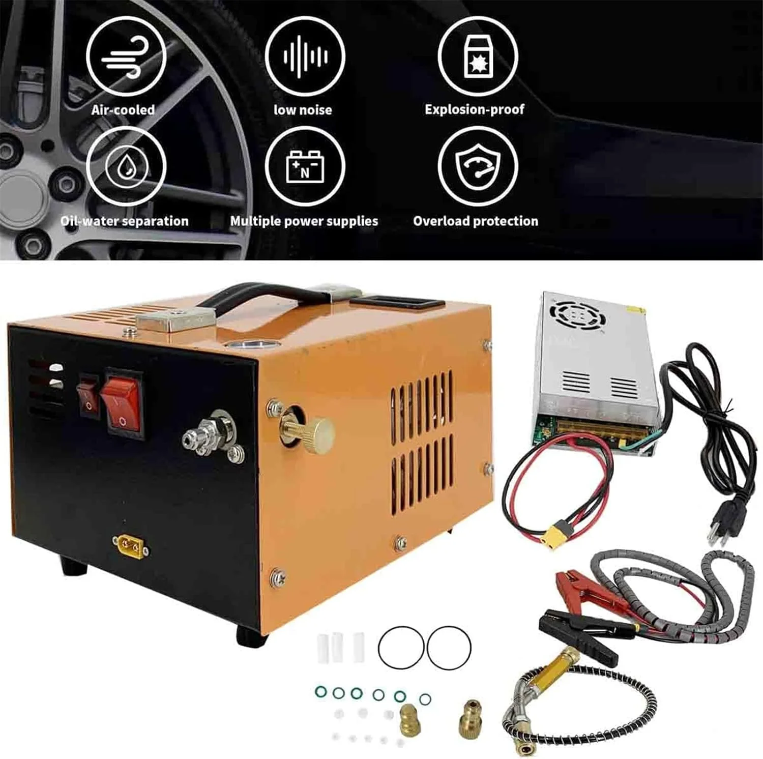 کمپرسور هوای PCP، کمپرسور هوای فشار قوی 350 وات 12 ولت با خنک کننده فن ترانسفورماتور داخلی