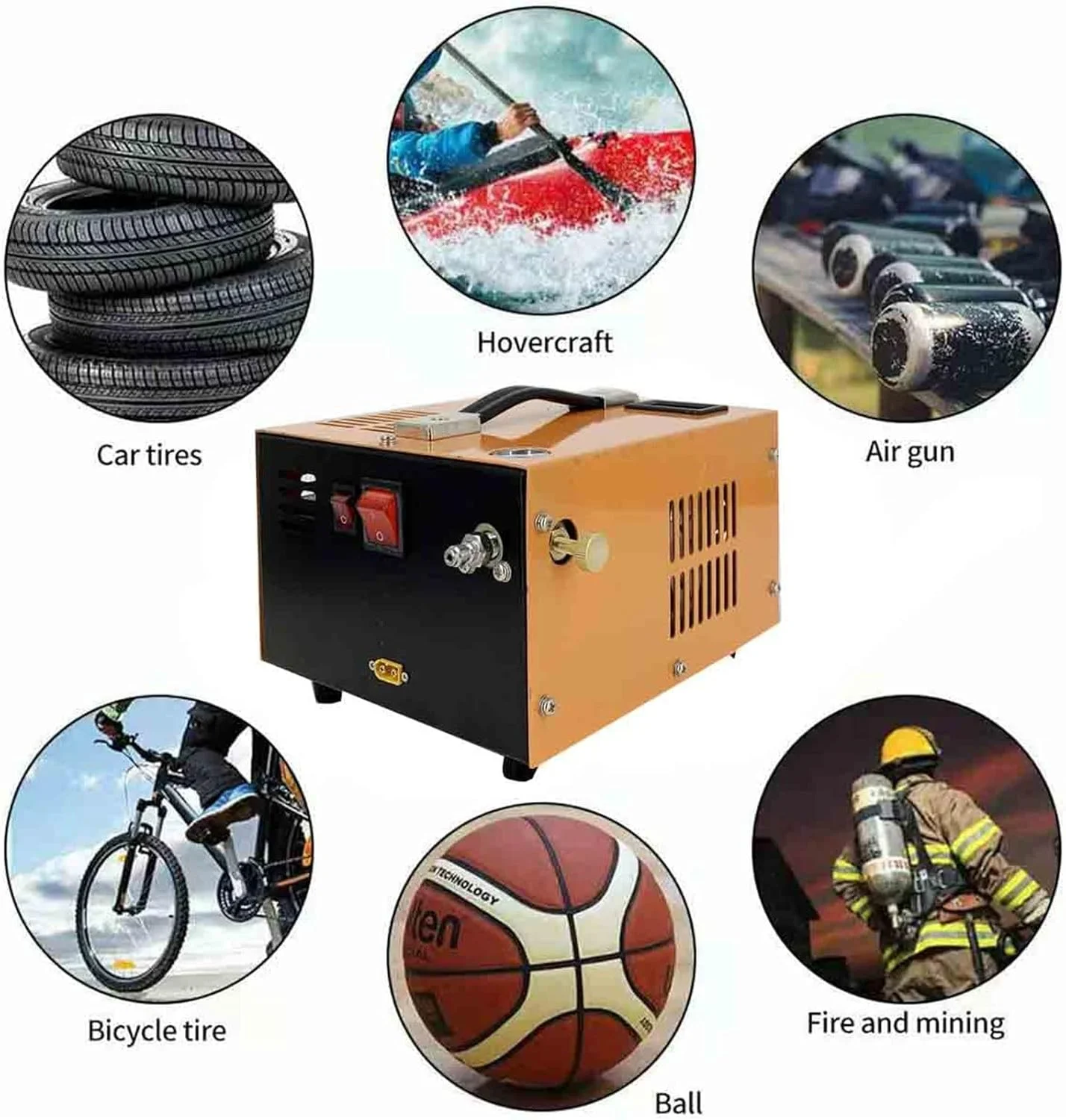 کمپرسور هوای PCP، کمپرسور هوای فشار قوی 350 وات 12 ولت با خنک کننده فن ترانسفورماتور داخلی