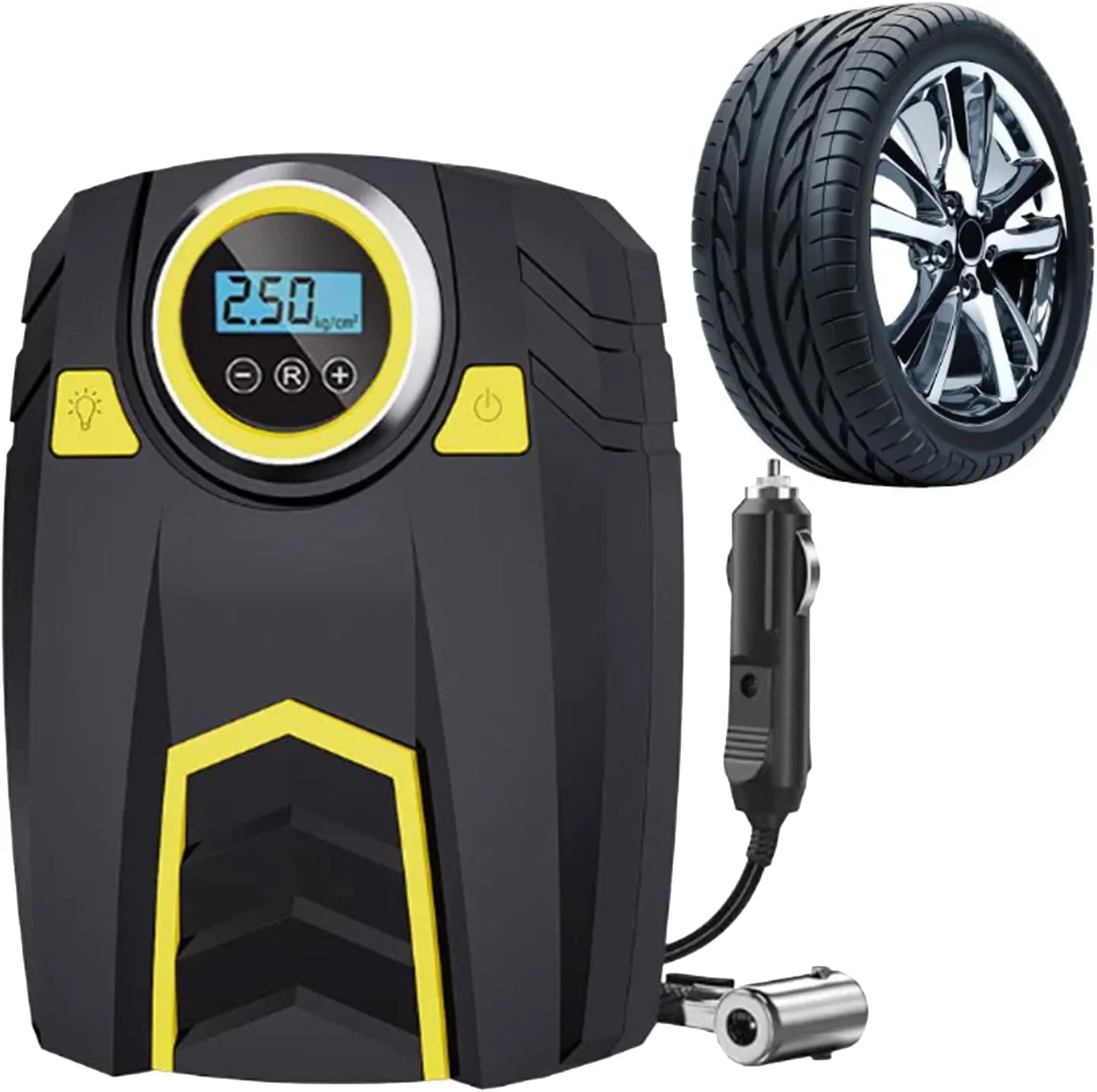 کمپرسور هوای قابل حمل، کمپرسور هوای چند منظوره قابل حمل، 3 حالت روشنایی، لوازم جانبی چند منظوره جمع و جور برای ورزش، موتورسیکلت، توپ، خانه، خانواده